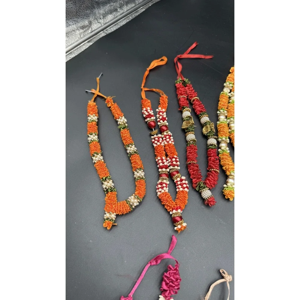 Lot of 15 Traditional Indian Fabric Garlands Diwali Wedding Puja Decor Mala Haar